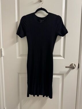 J. Crew Black Short-Sleeve Midi Knit Dress